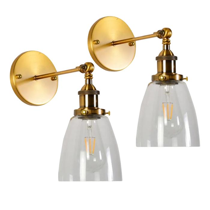 iDEGU 2pcs Applique Murale Intérieur VintageLampe Murale en Verre Industriel Style Edison Luminaire Murale Réglable 180° pour