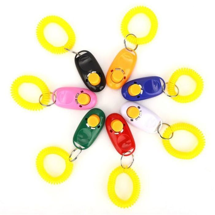Entraîneur porte-clés clicker bracelet réglable en plastique pour chats et chiens vendu en 7 pièces