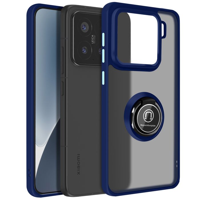 Coque Avizar Pour Xiaomi 14 - Support Bague, Coulissante, Antichoc, Couleur Gris, Neuve