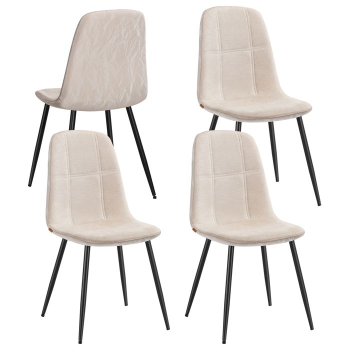 VASAGLE Chaises de Salle à Manger Lot de 4 Support Métallique Pieds Réglables Tissu Chenille PU Texturé Glacé Blanc Crème VASAGLE Chaises de Salle à Manger Lot de 4 Support Métallique Pieds Réglables Tissu Chenille PU Texturé Glacé Blanc Crème