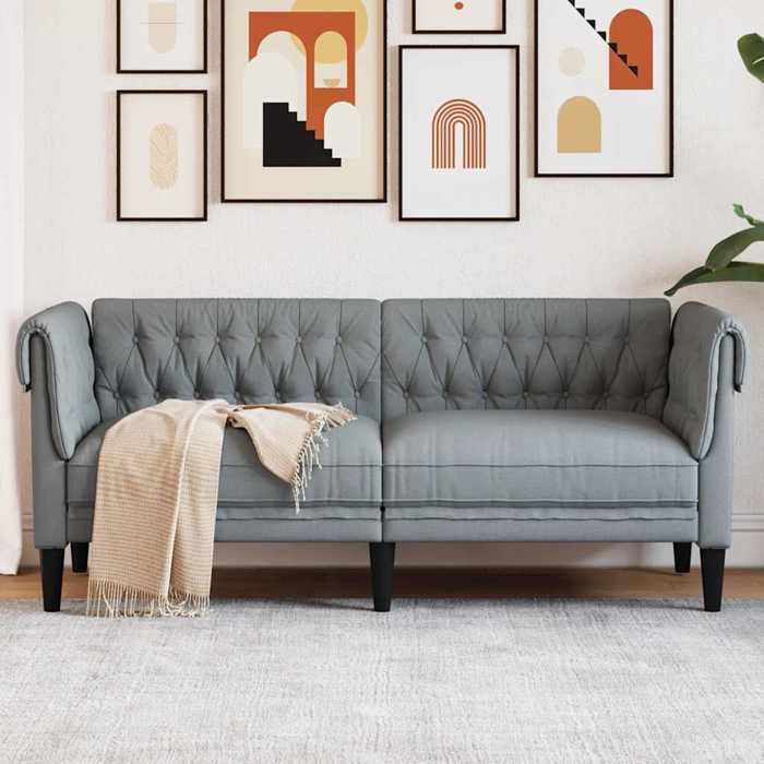 Canapé Chesterfield de luxe - SWEETY - 2 places - gris clair tissu LV2065