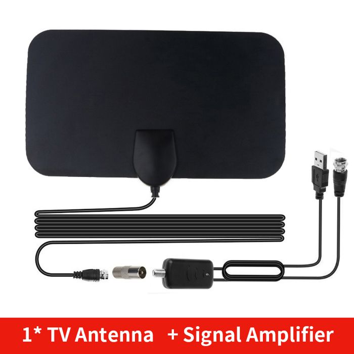 Antenne TV Numérique Intérieure KJ-036 - 4K/1080P, Gain 25DBI, Portée 980 Miles, Adhésive, Réception 360°
