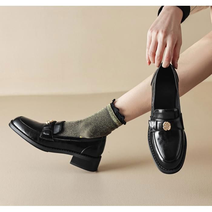 Mocassins Femme Élégants en Similicuir Verni–Chaussures Plates de