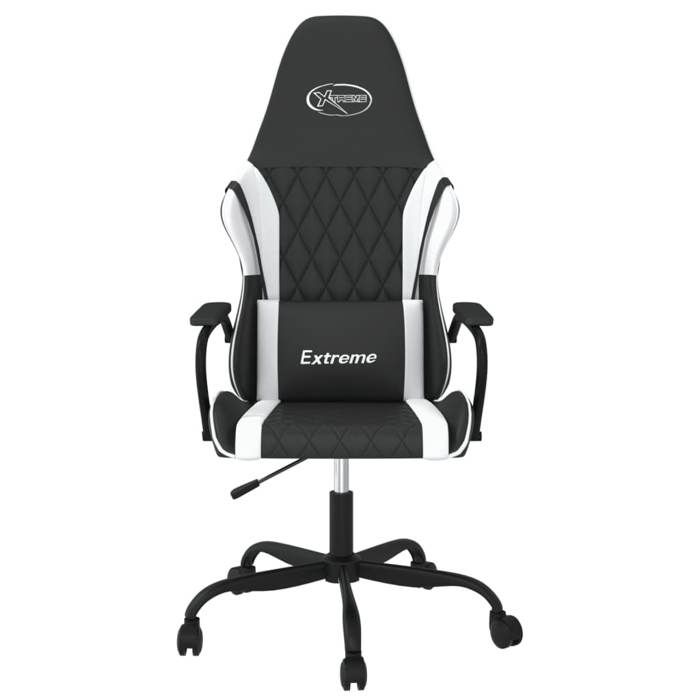 Chaise de jeu massante - VIDAXL - Ergonomique - Similicuir - Noir et blanc - Réglable en hauteur - Accoudoirs
