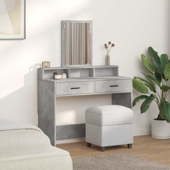 Black Week Coiffeuse pour Femmes - BURKE - Gris béton 100x41x140 cm - Bois dingénierie CC305
