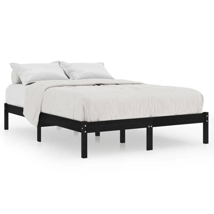 SALE 2026Cadre de lit Adulte et jeunes - Structure pour lit 2 personnes - 2055x2055x31cm noir bois massif 200x200cm23 Kg 946982