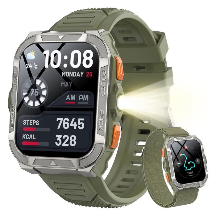 Blackview W80pro Montre Connectée Navigation à GPS ChatGPT 900 mAh 1.91” Appel Bluetooth Analyse Santé pour Android/iOS Vert