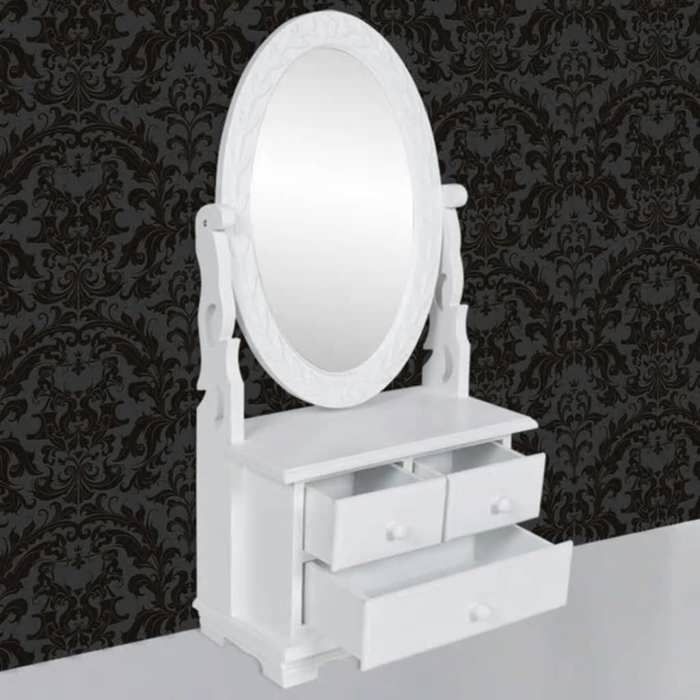Remise 2026®Cabinet de chambre Blanc - Coiffeuse avec miroir pivotant ovale MDF 926 1949119