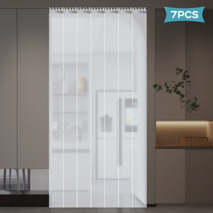 Lot de 7 stores à lamelles en PVC 200 x 18 cm rideaux de porte transparents lamelles de 2 mm dépaisseur