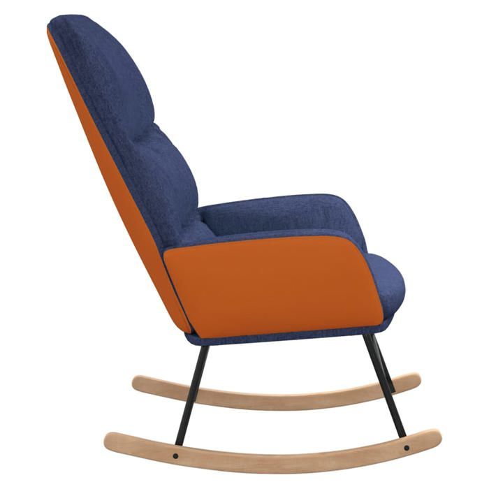 Fauteuil Allaitement - Bleu - Chaise à bascule - Rocking Chair - Bleu Tissu 70x79x105 cm F1520