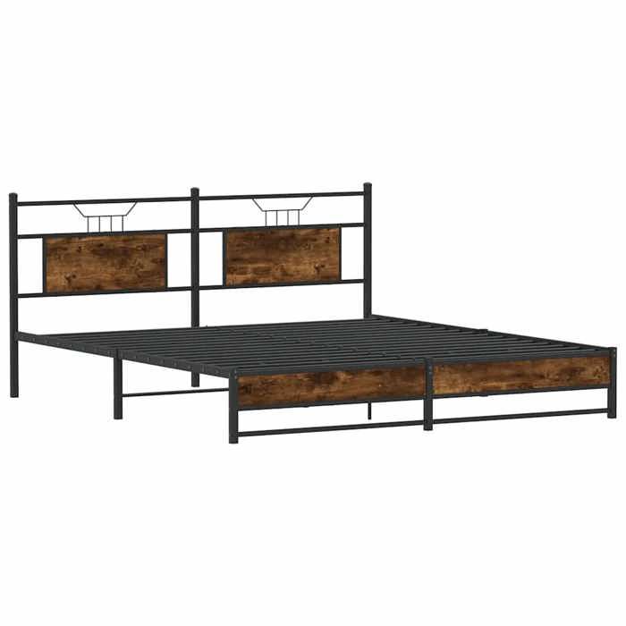 Structure de lit - sans matelas - chêne fumé 160x200 cm bois ingénierie - pour adulte/enfant V211Gt