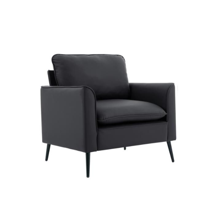 Fauteuil 1 place en simili cuir avec coussins de tête et lombaire noir