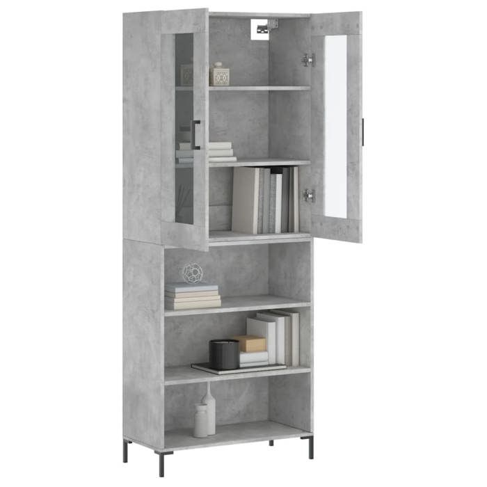 (6200)Meuble rangement - Buffet haut - contemporain - Gris béton 69 5x34x180 cm Bois dingénierie poid:47.3 kg
