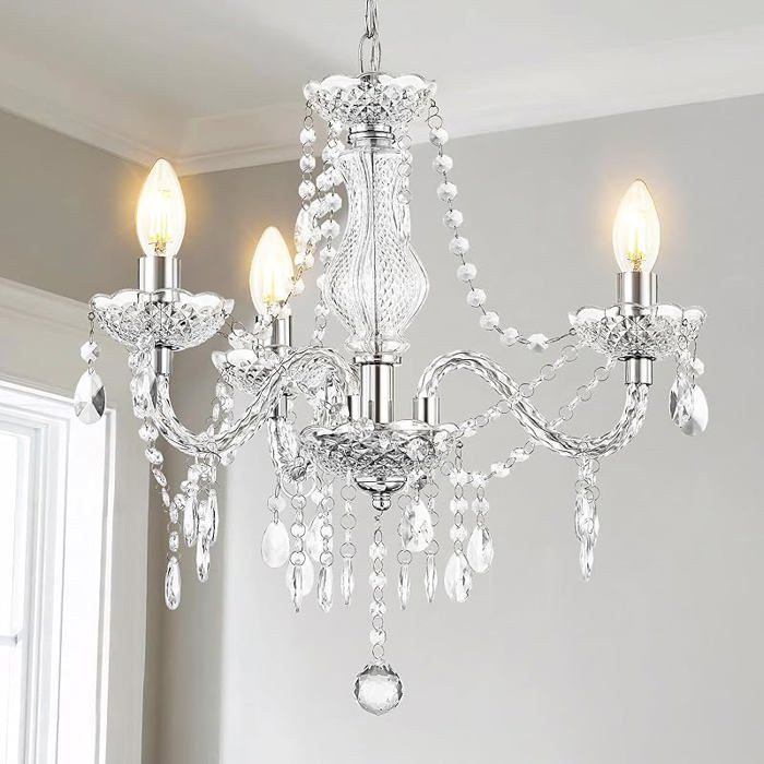 3 Lumières Cristal Miniature Lustre Salon Moderne Chaîne Réglable Plafonnier Acrylique Polyvalent Salle à Blanc LUSTRE