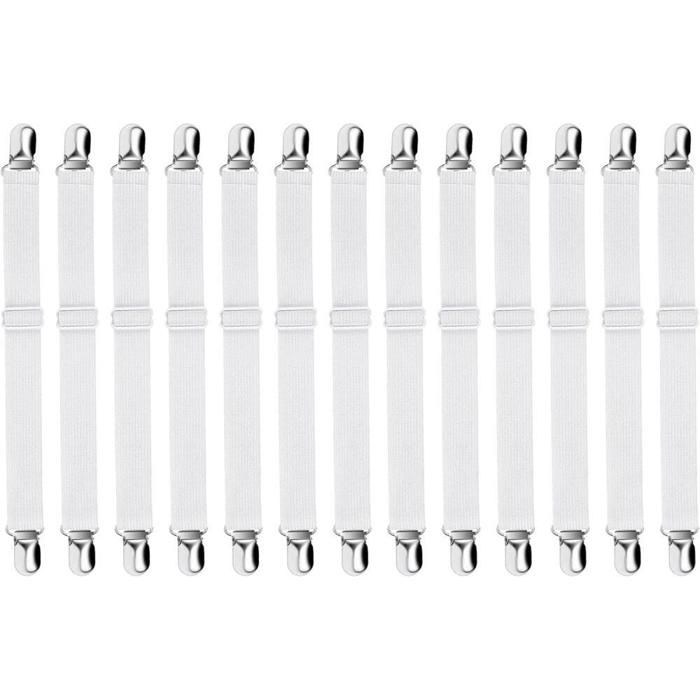 12 Clips Fixation Drap Housse Élastique Ajustable Antidérapants Attache Literie Canapé Matelas Sangles Élastiques Réglables Ajus