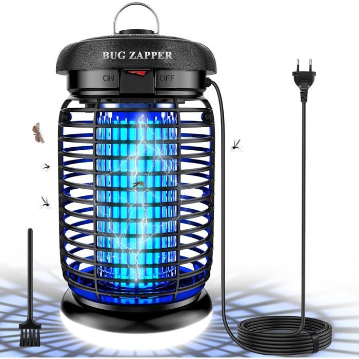 Lampe Anti-Moustiques LED UV 4200V 15W Portée 80-100m² IPX4 Tue-Insectes Intérieur/Extérieur