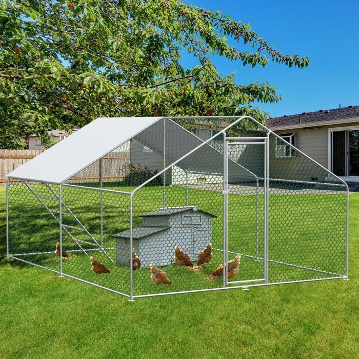 Enclos pour animaux - Dimensions 3x4x2m - Métal résistant - Bâche PE imperméable - Serrure de sécurité