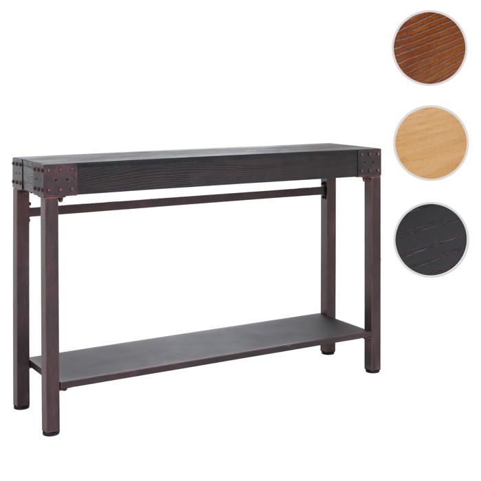 MCW Table console MCW-Q68 82x120x31cm métal noir couleur cuivre