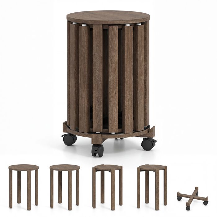 4 Tabourets Empilable Design COSTWAY en Bois d’hévéa MDF Adaptés aux Petits Espaces Marron 4 Tabourets Empilable Design COSTWAY en Bois d’hévéa MDF Adaptés aux Petits Espaces Marron