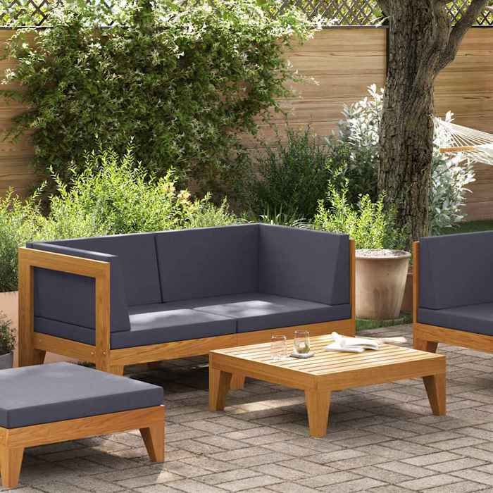 Salon de Jardin 2 pcs avec Coussins Gris Foncé 685 x 685 x 62 cm en bois dacacia massif et tissu 248592
