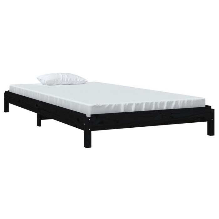 BESTLIFE Lit empilable sans matelas noir 80x200 cm bois massif de pin avec manuel de montage（24105753）VIDAXL