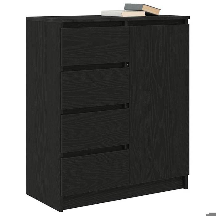 Meuble Rangement - HAOSHOP - Buffet avec tiroirs chêne noir 71x35x84 cm bois dingénierie&01_38810