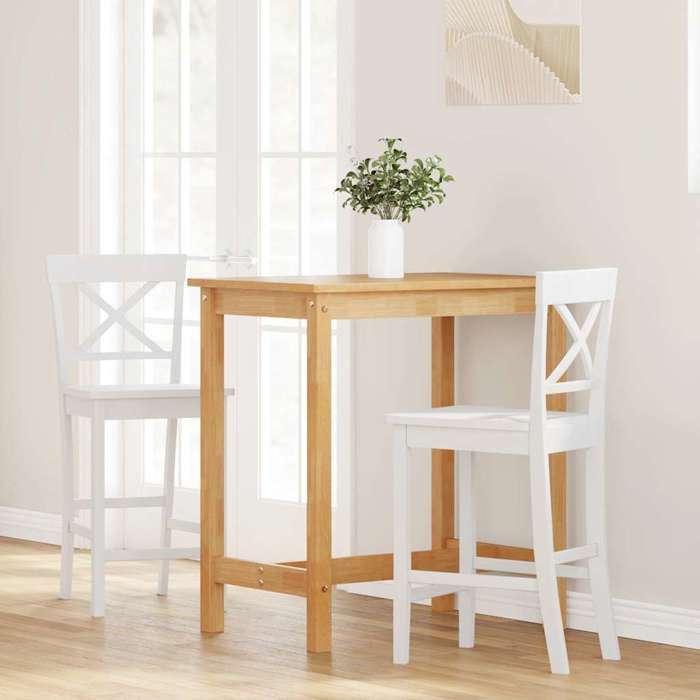 Winter SaleTabourets de bar (lot de 2) Sièges de Bistroen bois massif blanc et caoutchouc(41 x 465 x 955 cm) 4002