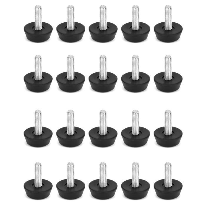 Pied de nivellement à visser M6 20 mm pour mobilier - lot de 20 pièces - pied de table réglable en métal et plastique 22 x 8 mm