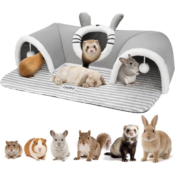 Tunnel Pour Lapin Lavable – Tunnel Doux À 3 Voies Avec Lit Douillet La Cachette Idéale Pour Lapins Doux Et Un Tunnel Douille[BI55]