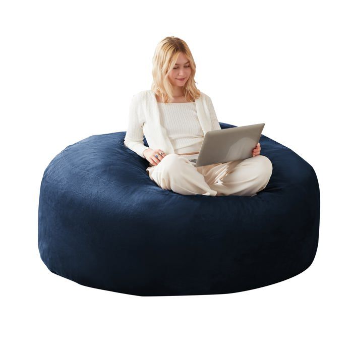 Logidon Pouf poire de 3 pieds en mousse souple bleue pour chambre à coucher balcon et plus encore