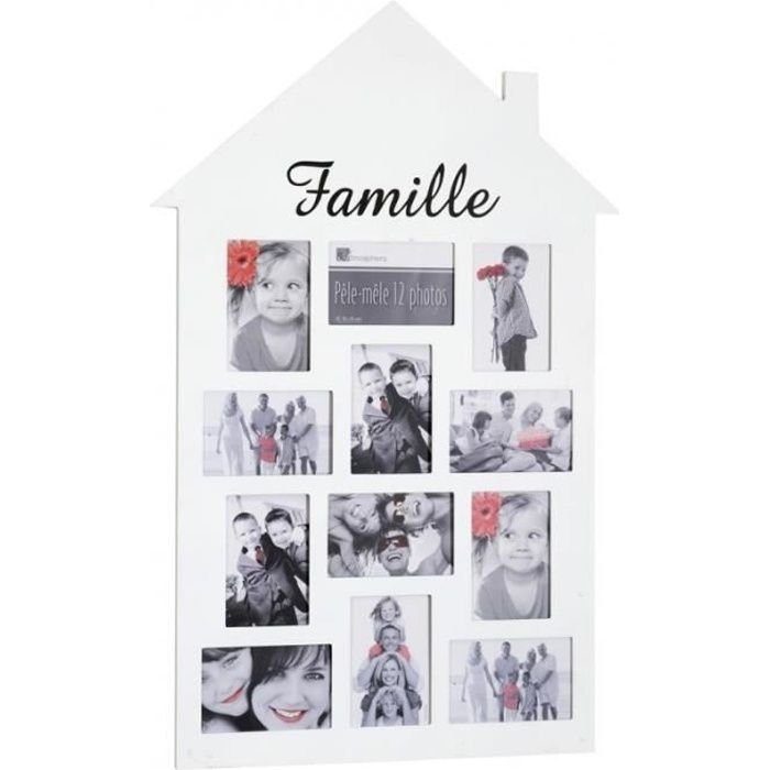Cadres & pêle-mêle - Pêle-mêle 12 photos - Cadre multi photos en forme de  maison - Blanc 1 cm - Cdiscount Maison