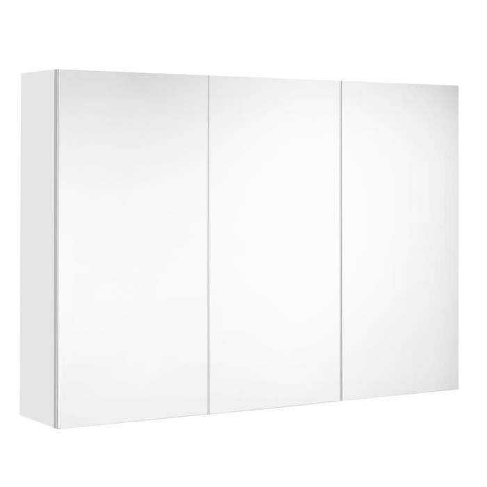 Allibert Armoire de toilette 100 cm avec 3 portes miroir et 6