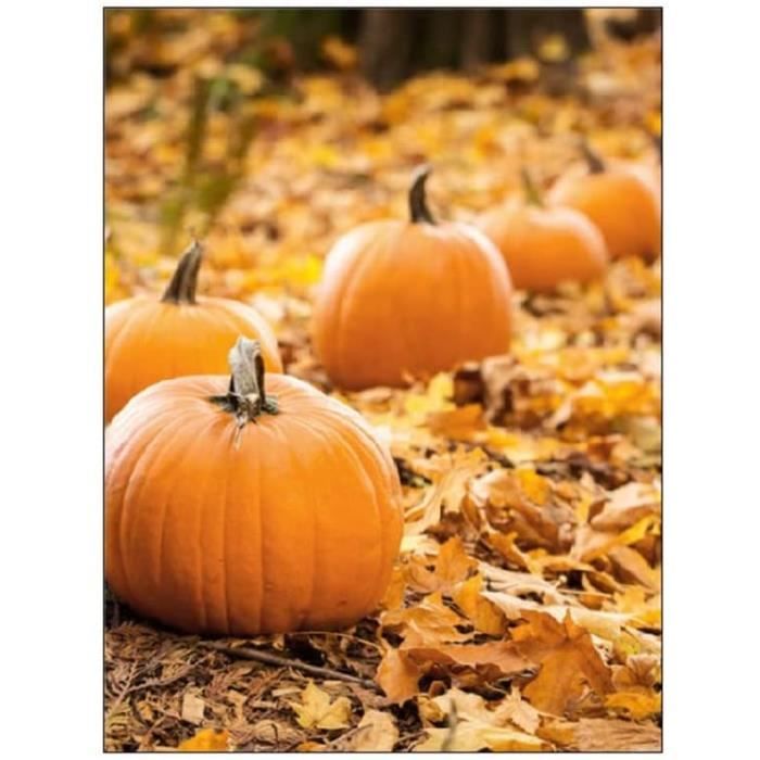 Tableau Automne Forêt Citrouille Feuilles D'érable Paysage Mur Art