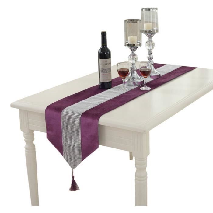 Nappe salle à manger imitation soie rouge crème noir blanc napperon runner toutes tailles