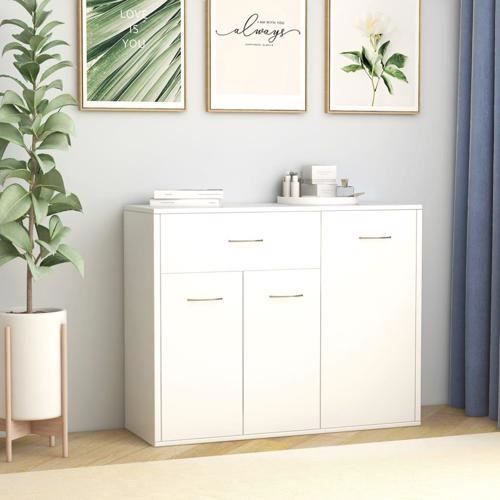 Buffet Bas Avec un grand tiroir et trois portes-Scandinave-Blanc-88x30x70 cm