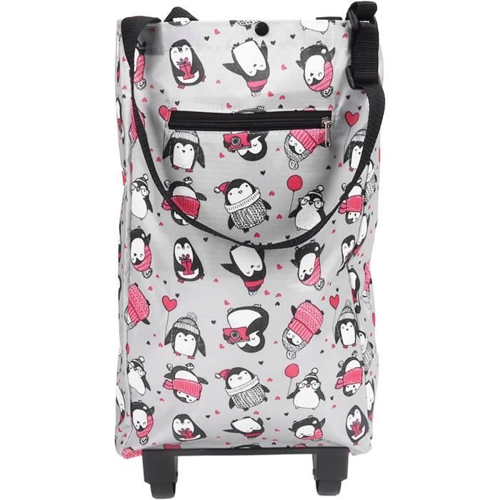 Chariot De Courses Pliable Motif Floral - Pliable, Roues 17 Cm, Poche Zippée, Gain De Place