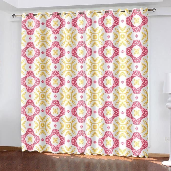 Rideaux Occultants Thermiques 2 Panneaux - 110 X 215 Cm Chacun, Motif Fleurs Et étoiles, Brun, Avec œillets Pour Salon Et Chambre - 3