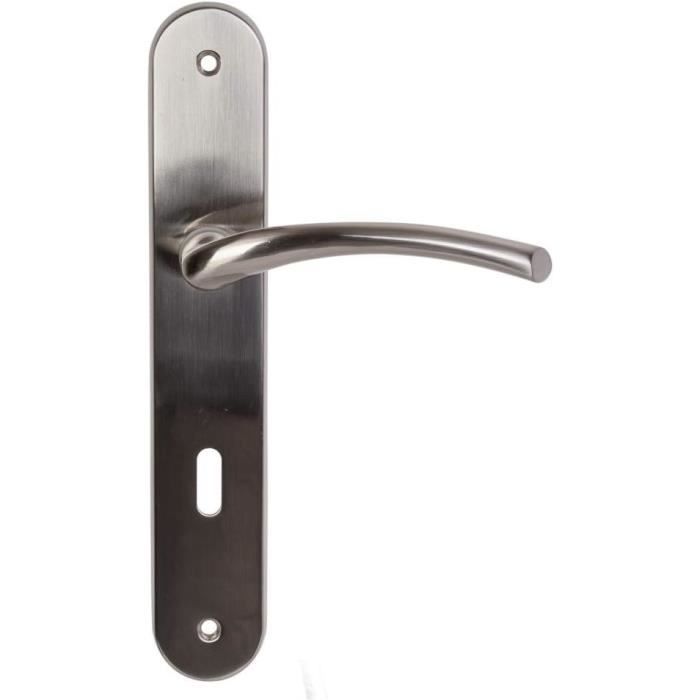 Poignées de porte UPVC – Argent – Levier/Levier – 92 mm PZ (Centres) – 210 mm à visser – Plaque