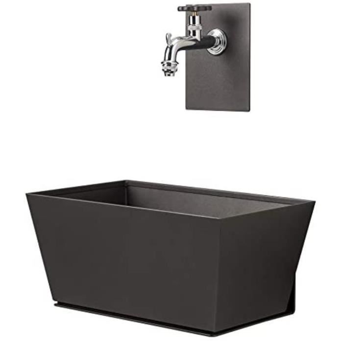 Fontaine murale avec lavabo et robinet inclus couleur anthracite Made in Italy