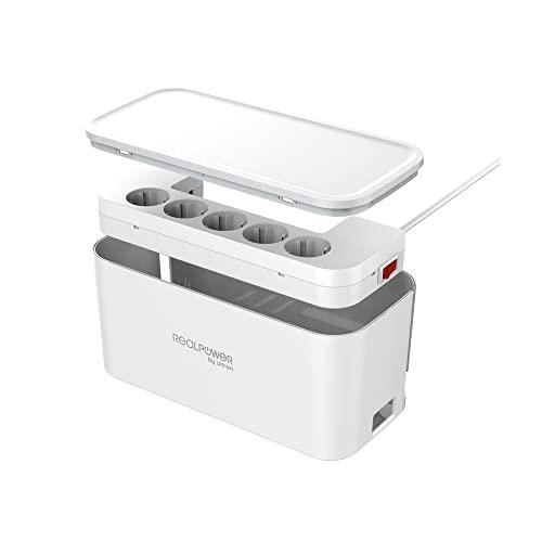 Bloc multiprise - REALPOWER - Powerbox 522 - 5 prises - 3 ports USB - Parafoudre intégré