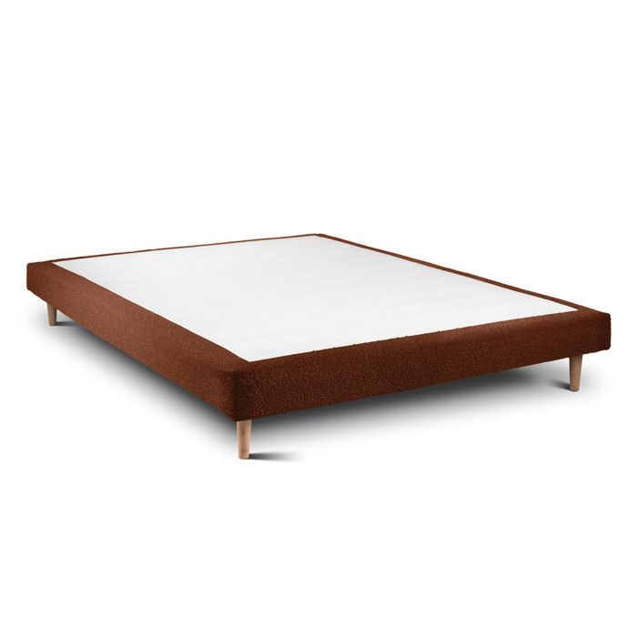Sommier Tapissier Bouclette Terracotta 160x200 H29cm Sommeil de plomb - Sommier en bois massif avec Pieds bois cones 15 cm