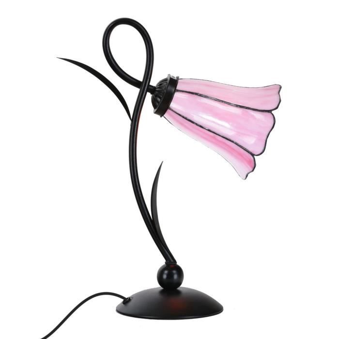Coloured By Art - Tiffany Lampe - Tiffany Lampe de Table Lovely Liseron Pink