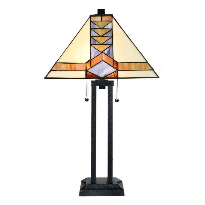 Coloured By Art - Tiffany Lampe - Tiffany Lampe de Table Pyramide Architecte