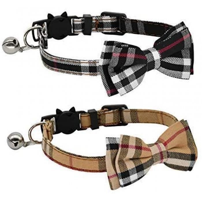 Collier Pour Chat Breakaway Avec Noeud Papillon Et Clochette Pour Chatons Et Chatons Reglable De 7 8 A 10 5 Pouces Marron Noir Cdiscount