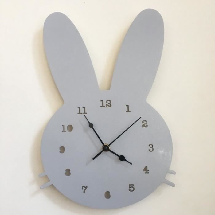 Horloge Murale Gris Nordique Bois Lapin Forme Decor Chambre Enfants Sexe Neutre Pepiniere Bebe Douche Cadeau Decoration Interieur Cdiscount Maison