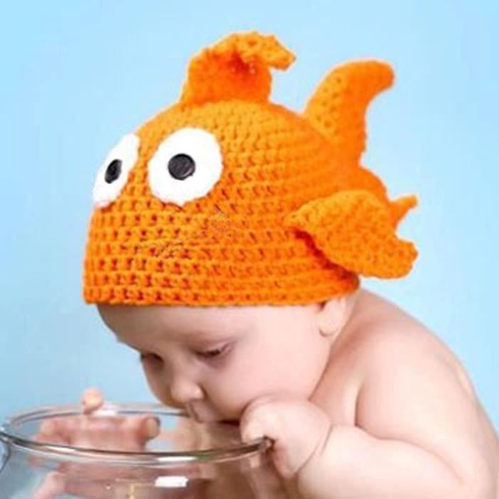 Mignon Nouveau Ne Bebe Fille Garcon Goldfish Photographie Prop Photo Crochet Tricot Chapeau Be696 Cdiscount Pret A Porter