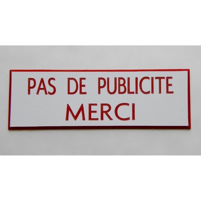 sticker stop pub "PAS DE PUBLICITE MERCI" format 25x75 mm 15 couleurs 