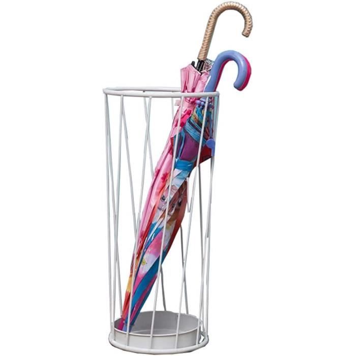 Porte-Parapluies Design Métal - Récipient Amovible - Blanc Ou Noir - Pour Entrée Ou Bureau