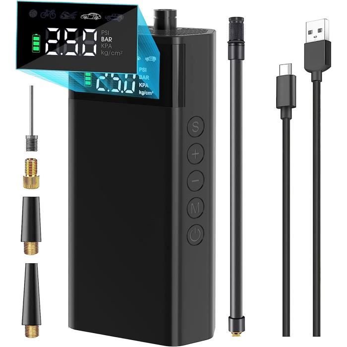 Compresseur Air Portatif 150 PSI - Gonfleur Pneus Voiture Rechargeable, écran LCD, USB-C