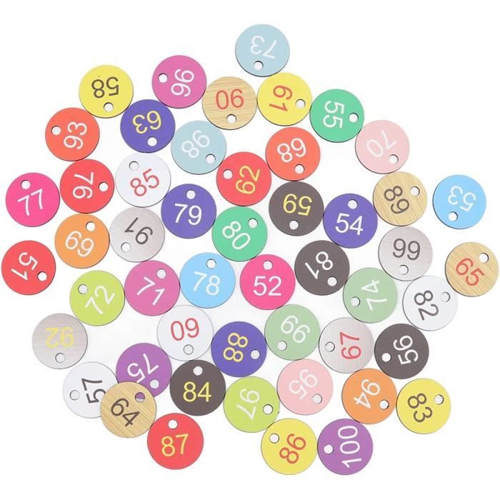 25 étiquettes Métal Numérotées 1-25 En Acier Inox - Rondes 23mm Avec Porte-clés - Neuves